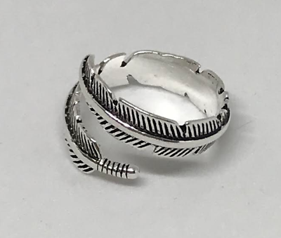 #ad Feather Sterling Silver Plated Ring $10.99