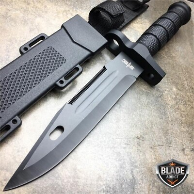 #ad #ad 12quot; Black Survival Camping Outdoor Fixed Blade Hunting Military Bowie Knife $15.15