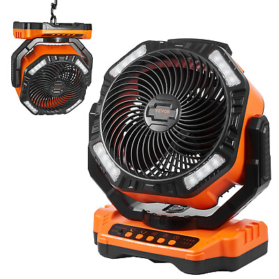 #ad VEVOR 13 Inch Compact Mounting Cordless Jobsite Fan Rechargeable LED 4 Speeds $93.99