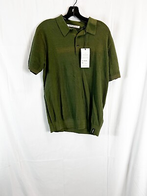 #ad Scotch amp; Soda Olive Green knitted cotton elegant mens polo size M $138 $29.99