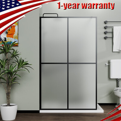 #ad 34 46quot; X 72quot; Shower Door Clear Tempered Glass Framed Shower Screen Walk in Black $269.99
