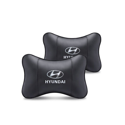 #ad 2pc Car Seat Headrest Neck Cushion Pillows For Hyundai Black Leather New $11.39