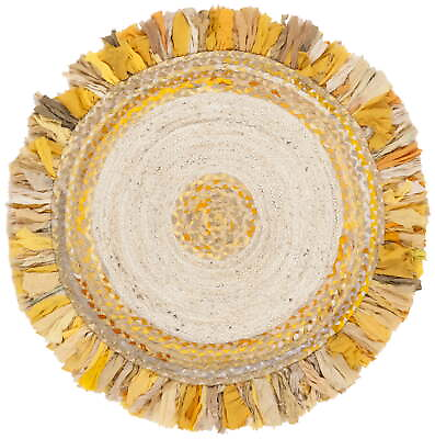 #ad Cape Cod Rosalynne Braided Area Rug 3#x27; x 3#x27; Round Gold Natural $25.19