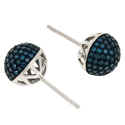 #ad HSN Colleen Lopez Sterling Silver 1.00ctw Colored Diamond Ball Stud Earrings $399.99