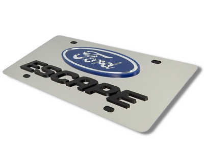 #ad Chrome Ford Escape Mirror Logo Emblem Premium Steel License Plate 3D Black Logo $39.95