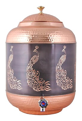 #ad Copper Water Dispenser Water Copper Hammered Matka Pot Container 14 L $254.99