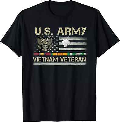 #ad HOT Us Army Vietnam Veteran Us Flag Veteran Vietnam Army T Shirt Size S 5XL $21.99