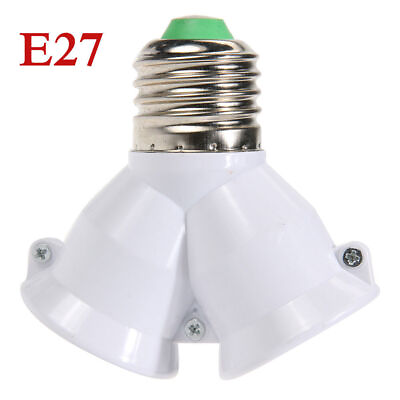 #ad 2 in 1 E27 Lamp Socket Splitter Adapter Light Double Y Bulb Base Stand Holder C $1.65