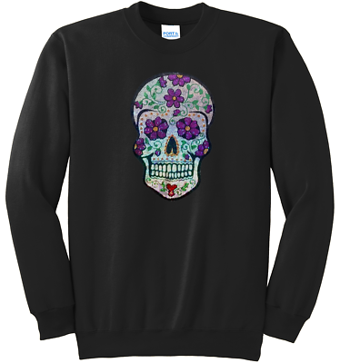 #ad Women#x27;s Sugar Skull T Shirt Ladies Tee Shirt S XL Bling Sweatshirt $39.99