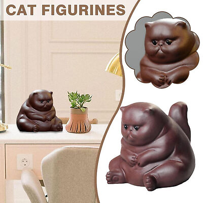 #ad Little Angry Cat Tea Pet Ceramic Crafts Tea Pet Ceremony Household Ornament $20.47