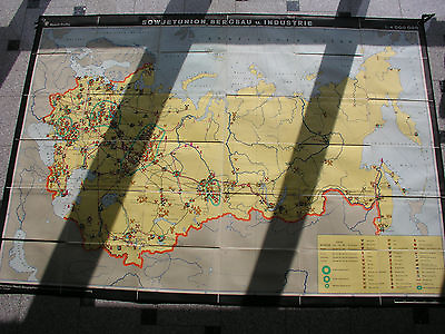 #ad Schulwandkarte Mining Russia 233x165 1969 Vintage Wall Map Card Russia Mining $147.73