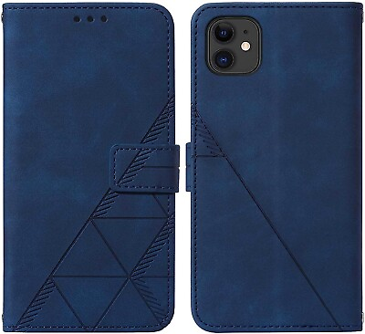 #ad iPhone 11 Case 6.1 Inch Wallet Credit Card Holder Dual Layer Bumper Blue Cover $19.90