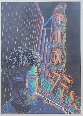 #ad Lyn Mayer Linocut Ray Zone At Pix In Hollywood Series 2 5 Large Framed LA Artist $1699.99