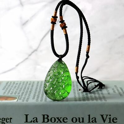 #ad Natural Green Crystal Pendant Gem Moldavite Meteorite Impact Glass Necklace Gift $7.99