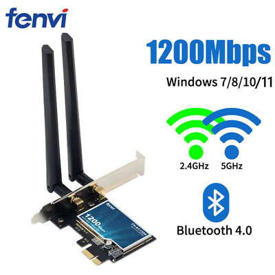 1200Mbps Desktop PCIe WiFi Card 5G 2.4G Network Adapter Wireless WiFi Bluetooth $16.99