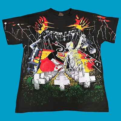 #ad Metallica Master Of Puppets VTG Brockum Worldwide AOP T Shirt 1991 Rare 90s L $175.99