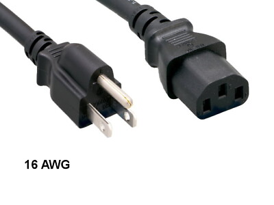 #ad KNTK 3#x27; AC Power Cable NEMA 5 15P to IEC60320 C13 16AWG 13A SJT UL Heavy Duty $7.63