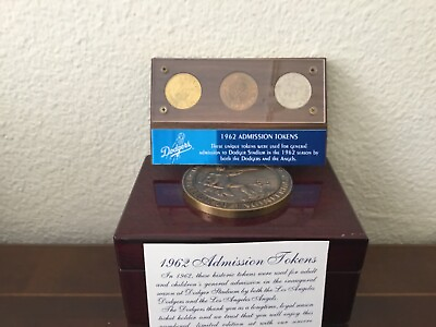 #ad 1962 LA Dodgers Angels Admission Tokens 3 in Display with cover $395.00