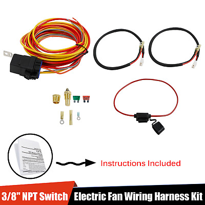 #ad 185 165 Thermostat 40 Amp Dual Electric Cooling Fan Wiring Relay Install Kit $20.99