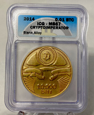 #ad 2014 CryptoImperator 10K BITS Bit Coin ICG MS67 Peeled Unfunded BTCC Casascius $549.99