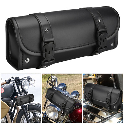 #ad Universal Leather Motorcycle Tool Bag Fork Handlebar Saddlebag Roll Barrel new $24.88
