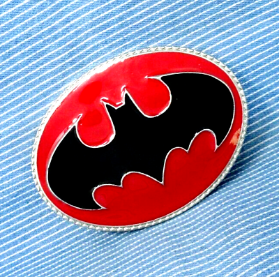 #ad Batman Belt Buckle Comic Superhero Large Cosplay Black amp; Red Vintage .GTA455 $25.99