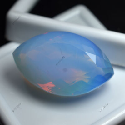 #ad Ethiopian Natural Opal Sky Blue 33.95 Ct Marquise Cut CERTIFIED RARE Gemstone $19.29
