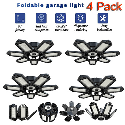 #ad 4Pack LED Garage Light 150W Ceiling Lights Fixture Bulb Deformable Bright Shop $17.99