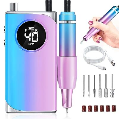 #ad Rechargeable 40000RPM Nail Drill Portable Professional Electric Nail File wit $61.25