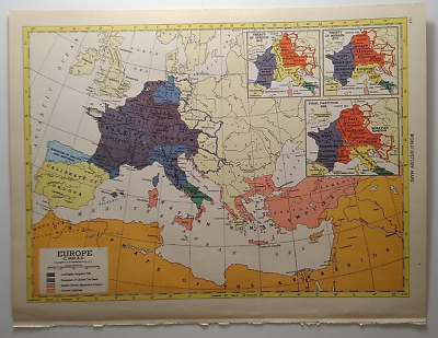 #ad 1955 Antique EUROPE 800 A.D. Atlas Map Vintage Hammond#x27;s New Supreme World Atlas $15.07