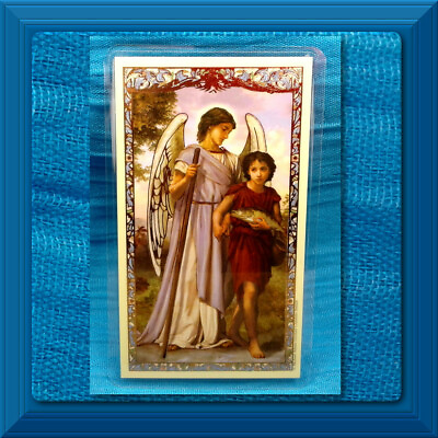 #ad LAMINATED Holy Card GILDED GOLD Prayer to Saint Raphael the Archangel $1.14