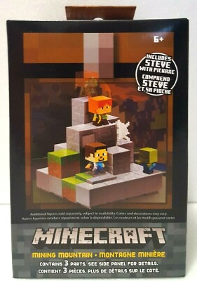 #ad Mojang Mattel Minecraft Cave Biome Collection #1 Mining Mountain amp; Steve Pickaxe $31.99