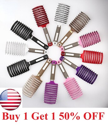 #ad Hair Scalp Massage Comb Nylon Wet Curly Detangle Women Hair Brush fast shipping $6.99