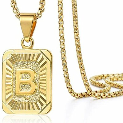 #ad Initial Letter Pendant Necklace Men Women Capital Letter A Z Stainless Steel New C $2.68