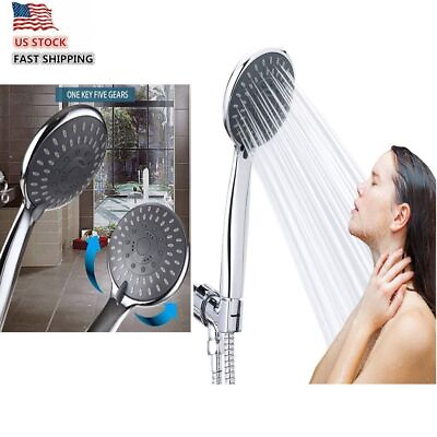 #ad Hand Held High Pressure 5 Setting Shower Head Bathroom Showerhead Water Saving $9.53