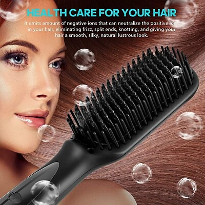 #ad 3 in 1 Hair Straightening Brush with Fast MCH Ceramic Heating Anti Scald $22.99
