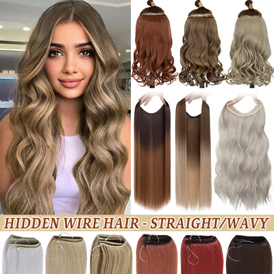 #ad Natural Invisible Hidden Wire In Hair Extensions One Piece Long As Human Short $13.40