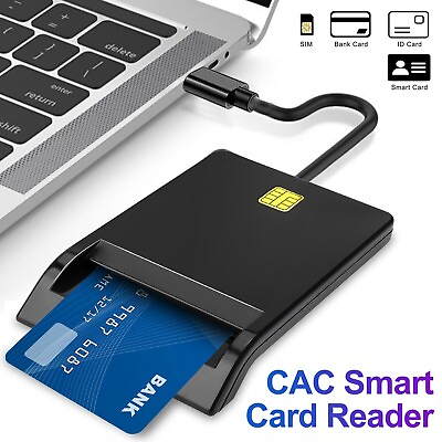 #ad USB C Smart Card Reader DOD Military CAC Common Access Bank Card ID for Windows $13.48