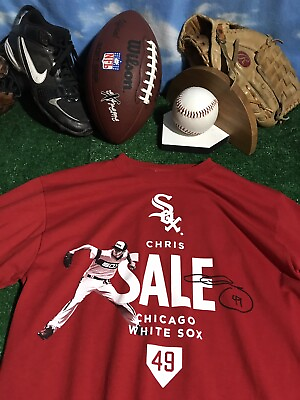 #ad Chris Sale White Sox Autograph Shirt #49 Red T shirt Medium c18 $8.72