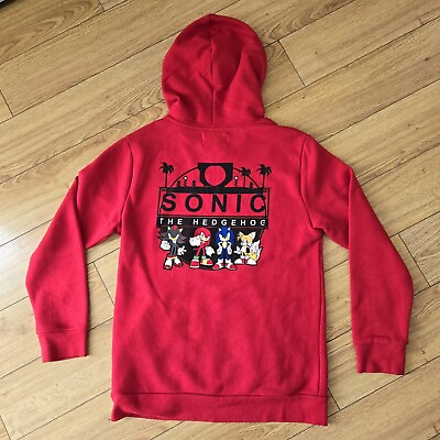 #ad Sonic the Hedgehog Boys XL 14 16 Cotton Sega Gaming Red Hoodie Pullover Knuckles $7.49