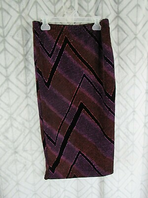 #ad Seductions Skirt Size M Purple Elastic Waist Velvet Glitter Lined Straight Party $11.99