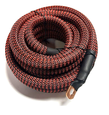 #ad 20ft 1 0 Gauge BLACK RED SNAKESKIN OFC Wire Strands Copper Marine Cable AWG $92.75