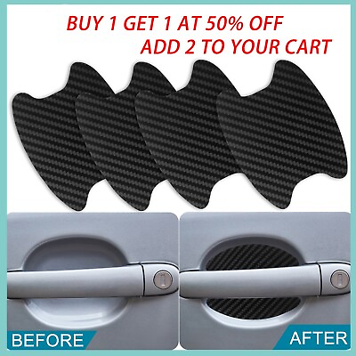 #ad 4PCS Car Door Handle Cup Scratch Guard Carbon Fiber Cover Sticker For Toyota $5.99