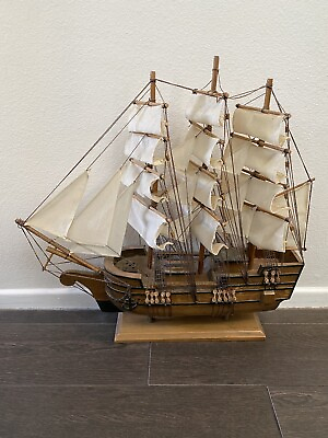 #ad Handcrafted Wooden Large Model Ship Nautical Marine Sailboat 2 Iron Anchors $191.24