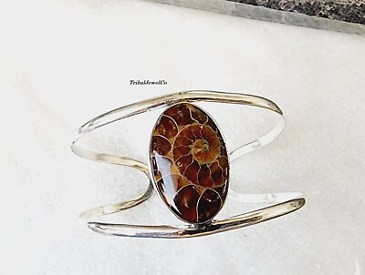 #ad 925 sterling silver Ammonite Fossil Handmade Bangle silver Jewelry Women Bangle $18.39