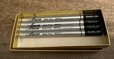 #ad Anson Ball Pen Refill Black Ink One Med Point And 3 Fine Points NIP Very Rare $39.99