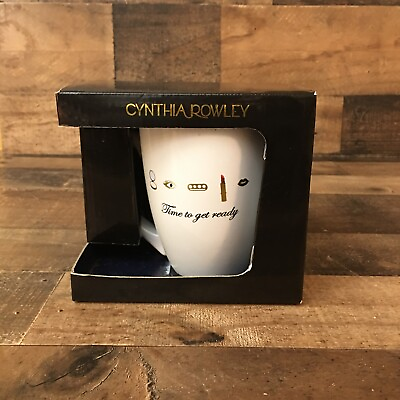 #ad Cynthia Rowley Time To Get Ready Latte Coffee Mug Cup People Large 16 Oz Fashion $17.00