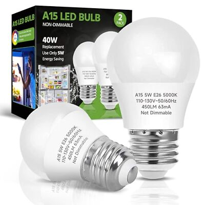 #ad LED Refrigerator Light Bulb 40W Equivalent LED A15 Bulb 5W Daylight 5000K E... $8.79