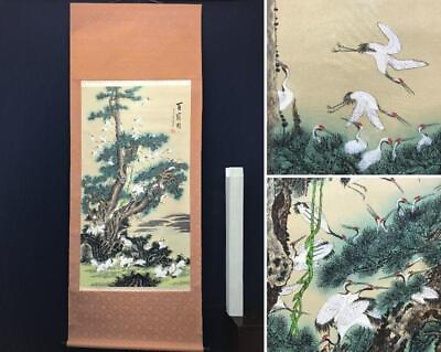 #ad Kakejiku Hanging Roll Japan Shuho Authentic One Hundred Cranes Gun Of Cranes Her $133.44