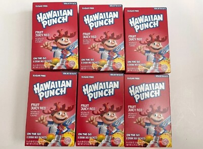 #ad NEW Set Of 6 Hawaiian Punch Fruit Juicy Red Singles To Go Drink Mix Free Ship $15.59